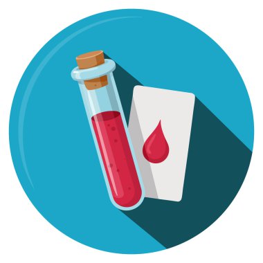 Klinik tıbbı ve sağlık muayenesi temaları için mükemmel bir tıbbi yardım koleksiyonundan karikatür tarzı tek kan testi.