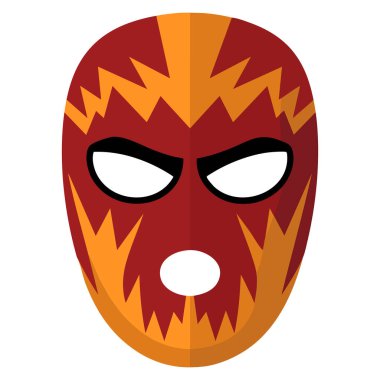 Şaşırtıcı kırmızı ve turuncu maske duygular için uygun kostümler veya tiyatro temalı sanatsal tasarım çizimi