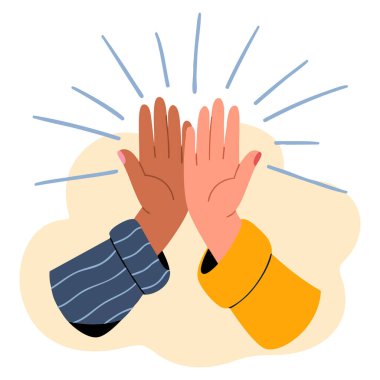 İki el çırpma hareketi, çok kültürlü insanların takım çalışmasını, dostluğu, birliği, yardımı, eşitliği, desteği, ortaklığı ve toplum konseptini temsil eden vektör ilüstrasyonunu bir araya getirmesi.