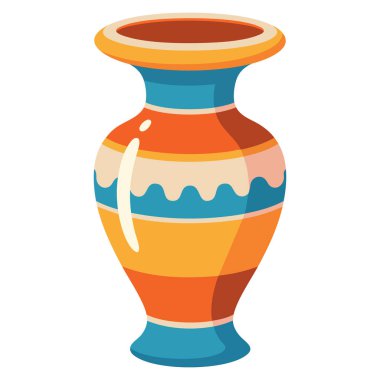 Beyaz üzerine izole seramik vazo vektör illüstrasyonu iç dekorasyon ev dekorasyonu ve sanatsal nesne temalı tasarımlar için mükemmel