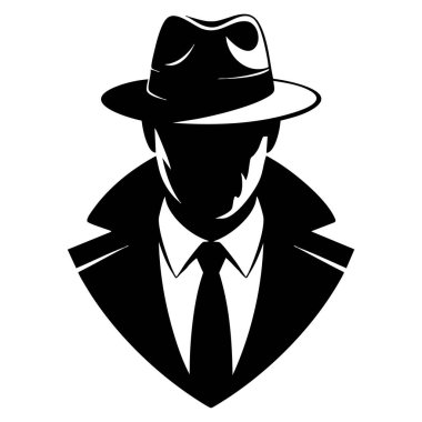 Vector illüstrasyon klasik moda logosu geçmişe dönük kimliği ve zarif karakter temalı tasarımları için uygun fötr şapkalı klasik erkek profili silueti