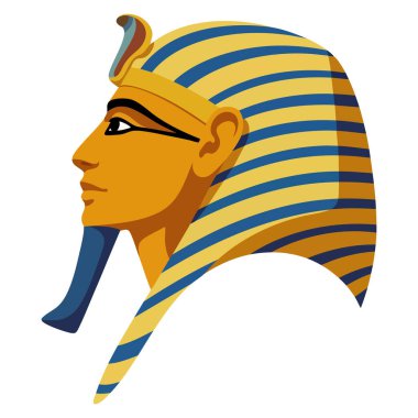 Beyaz arka planda izole edilmiş firavun, Antik Mısır hükümdarını ve kültürel tarih kavramını temsil ediyor.