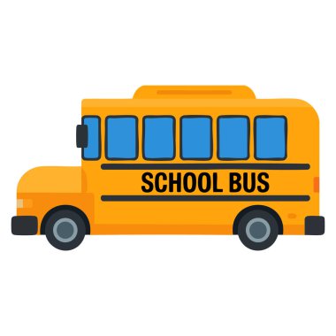 Sarı okul otobüsü düz vektör çizim karikatüründe yer alıyor. El çizimi, öğretmen öğrencilerin ve eğitim nakil konseptinin yer aldığı karalama.