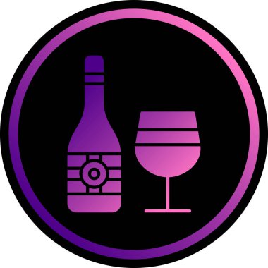 şarap cam ikonu, vektör illüstrasyonu