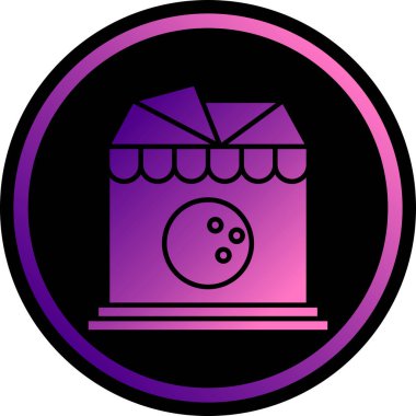 vector illustration of a purple and black round icon