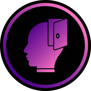 head with a circular icon