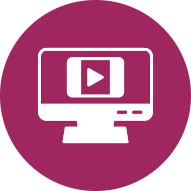 video glyph vektör dizaynlı bilgisayar ekranı