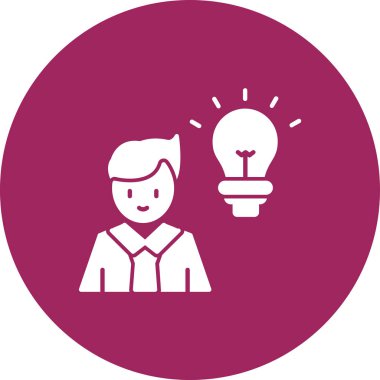 İçinde bir adam olan ampul, çizgi simgesi, vektör illüstrasyonu