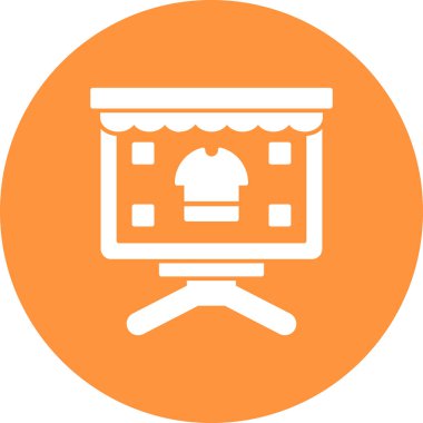 Bir tablo ile bilgisayar monitörünün modern simgesinin vektör çizimi