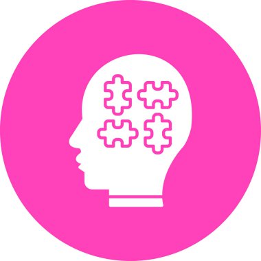 Beyin vektör simgesi. biçim düz sembol, pembe yuvarlak açılar, beyaz arkaplan.