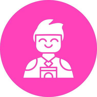 Pembe maskeli ve sırt çantalı bir adamın vektör çizimi.