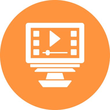 Dizüstü bilgisayarlı bir video oynatma düğmesinin vektör simgesi