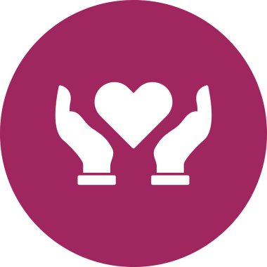 Eller simgesi olan kalp, vektör illüstrasyonu