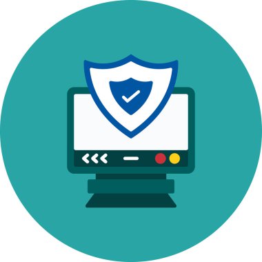 Kalkan sembolü çizimi olan dizüstü bilgisayar güvenlik sistemi