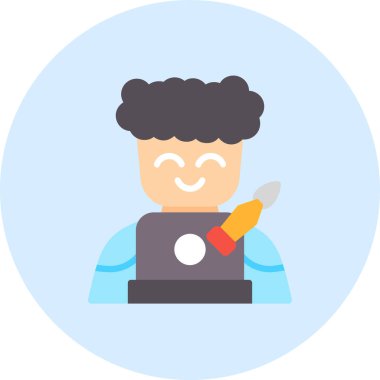 Sanatçı düz biçimde simge boyuyor