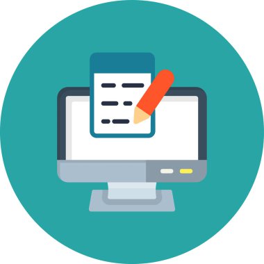 Çevrimiçi öğrenme düz vektör simgesi