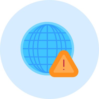 küresel güvenlik düz simgesi, vektör, illüstrasyon