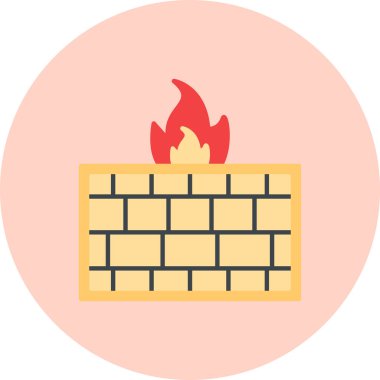 Güvenlik duvarı simgesi, vektör illüstrasyonu