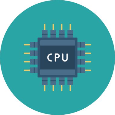 Düz biçimli Cpu simgesi beyaz arkaplanda izole edildi. donanım ve bilgisayar sembolü