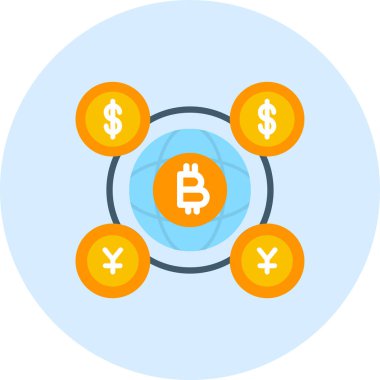 Bitcoin kripto dolar simgesi düz biçimli