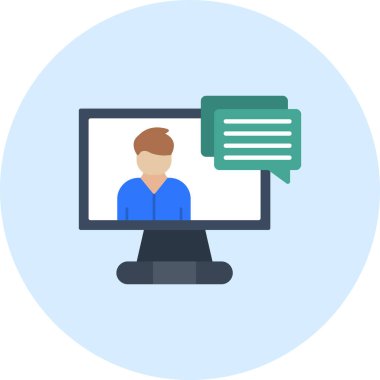 Çevrimiçi öğrenme düz vektör simgesi