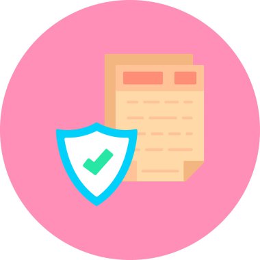 Kalkan simgesi ve vektör illüstrasyonlu belge