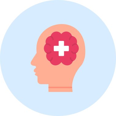 baş beyin sağlığı simgesi düz stil