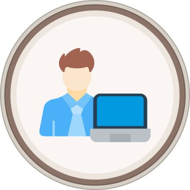 Dairedeki bir dizüstü bilgisayar simgesinin vektör çizimi