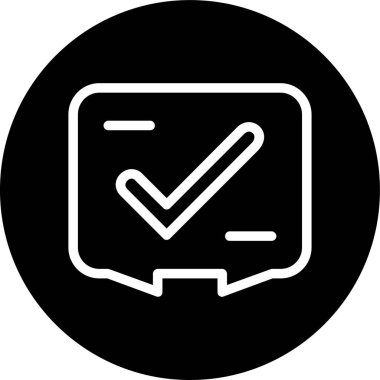 Comment-check Line inverted circle. Vector Illustration For Web Use