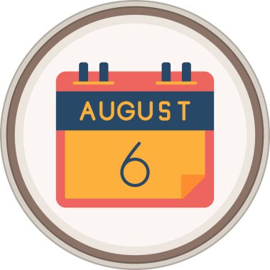 6 Ağustos çıkartması. Web Kullanımı için Vektör İllüstrasyonu