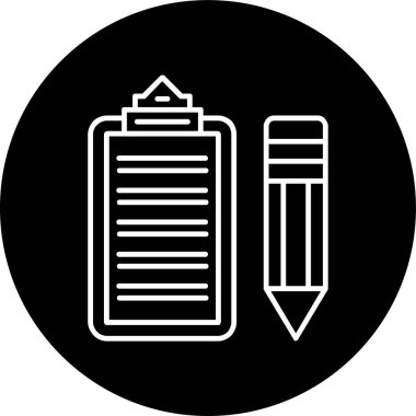 Clipboard Line inverted circle. Vector Illustration For Web Use