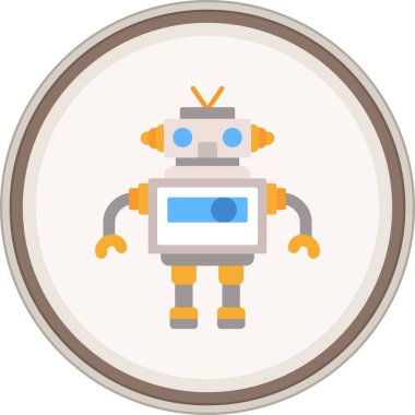 Robot Düz çıkartması. Web Kullanımı için Vektör İllüstrasyonu