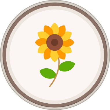 Flower Flat etiketi. Web Kullanımı için Vektör İllüstrasyonu