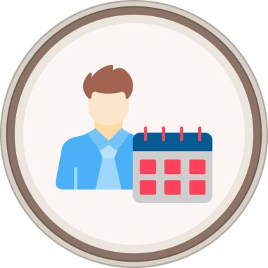 User Calendar Flat sticker. Vector Illustration For Web Use