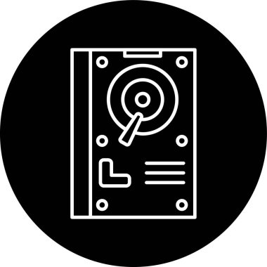 Hard Disk Line inverted circle. Vector Illustration For Web Use
