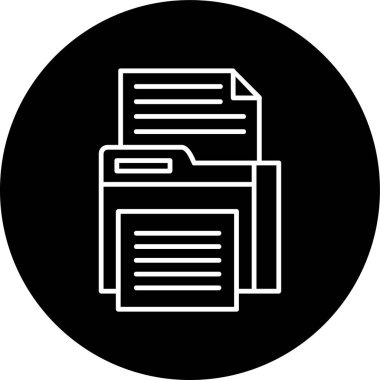 Folder Line inverted circle. Vector Illustration For Web Use