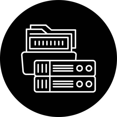 Data Storage Line inverted circle. Vector Illustration For Web Use