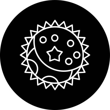 Moon And Stars Line inverted circle. Vector Illustration For Web Use