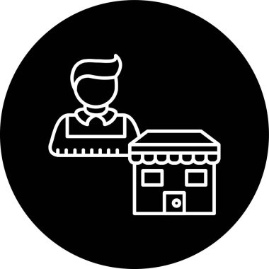 Small Business Owner Line inverted circle. Vector Illustration For Web Use