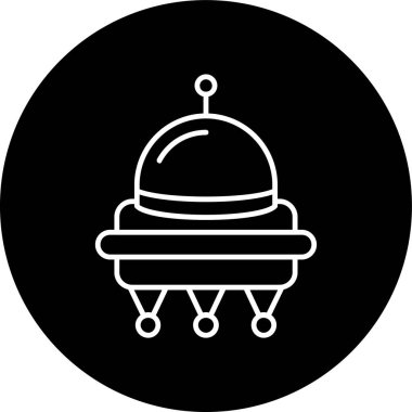 Spaceship Line inverted circle. Vector Illustration For Web Use