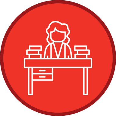 Teacher Desk Line multi circle. Vector Illustration For Web Use
