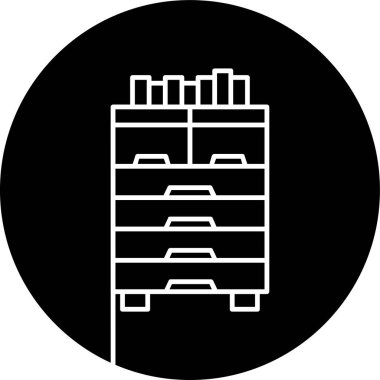 Drawers Line inverted circle. Vector Illustration For Web Use