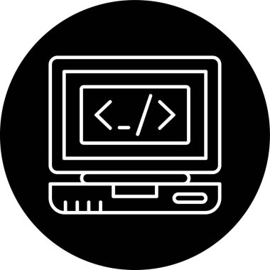 Kodlama Hattı ters çevrilmiş daire. Web Kullanımı için Vektör İllüstrasyonu