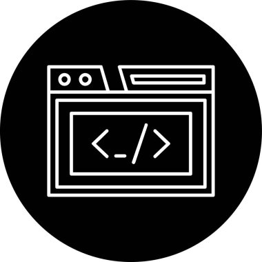 Kodlama Hattı ters çevrilmiş daire. Web Kullanımı için Vektör İllüstrasyonu