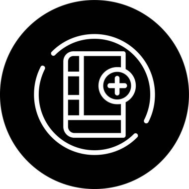 Kitap artı satır ters çevrilmiş daire. Web Kullanımı için Vektör İllüstrasyonu