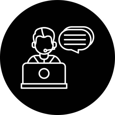 Telemarketer Line inverted circle. Vector Illustration For Web Use