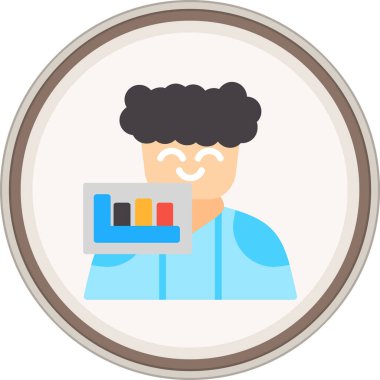 Veri Analisti Düz Çıkartması. Web Kullanımı için Vektör İllüstrasyonu