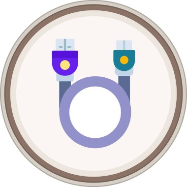 Usb Cable Flat sticker. Vector Illustration For Web Use