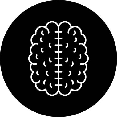 Brain Line inverted circle. Vector Illustration For Web Use
