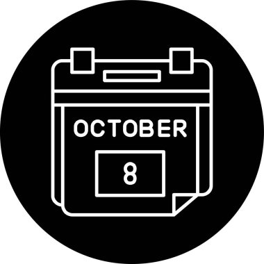 8 Ekim Tarih Çizgisi ters çevrilmiş. Web Kullanımı için Vektör İllüstrasyonu